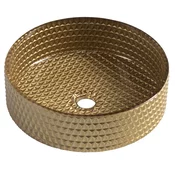 MARAGUA Graviran pult-umivalnik, steklo, O 39,5 cm, zlato - Zlato - 39,5x12 cm - Sapho - BEAUTY - 24 - Steklo - Krog - 395 - 120 - 395 - 14