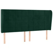 Vidaxl Vzglavje z ušesi temno zeleno 203x23x118/128 cm žamet
