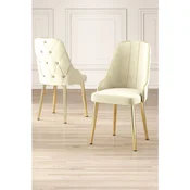 Hanah Home set trpezarijskih stolica Krax 2 kom, krem tkanina Babyface, zlatne metalne noge