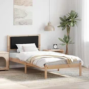 Krevetna konstrukcija Crna 90 x 200 cm Cvrsto borovo drvo