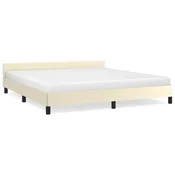 Vidaxl Posteljni okvir z vzglavjem brez vzmetnice krem 160x200 cm