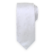 Srebrna poročna kravata z nežnim cvetličnim vzorcem 15570
