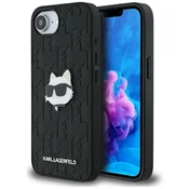 slomart Etui Karl Lagerfeld Monogram Choupette Head Pin za iPhone 16e - črno