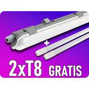 V-TAC IP65 nosilec za LED cev 120cm + 2x LED cev 18W, 1850lm gratis! Farba svetla: Topla bela