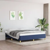 shumee vidaXL Posteljni okvir brez vzmetnice, moder, 160x200 cm, oblazinjen s tkanino