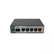 MikroTik hEX S with Dual Core 880MHz MHz CPU, 256MB RAM, 5 Gigabit LAN ports, SFP, USB, PoE-out on port #5, RouterOS L4, plastic case, PSU (RB760iGS)