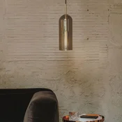 LEDS-C4 Obesek Glam, dimljeno steklo, višina 31 cm - Dnevna soba/jedilnica - Sodobni - dimno sivo-prepustna, zlata
