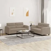 2-dijelni set sofa s jastucima smedesivi od mikrovlakana