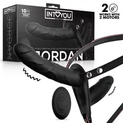 InToYou Jordan Double Vibrating Dildo Strap-on with Remote Black