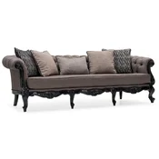Casa Padrino luxury baroque living room sofa gray/black - Handmade baroque style sofa with decorative pillows - Luxury living room furniture in baroque style - Baroque furniture