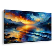 Slika sončni zahod nad gorami - 60x40