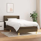 Greatstore Box spring postelja z vzmetnico temno rjava 90x200 cm blago