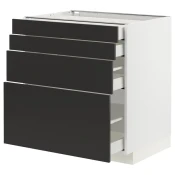 METOD / MAXIMERA Podni element 4 fronta/4 fioke, bela/Nickebo boja antracita, mat, 80x60 cm
