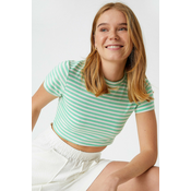 Koton Womens Green Striped T-Shirt