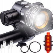 USB LED baterija. lampe za bicikl T6 CREE LED XM-L + stražnje svjetlo