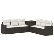Set sofe 7 pcs Crna i krem-bijela Poli Rattan i celik