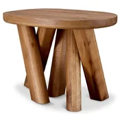 Casa Padrino luxury solid wood side table brown 65 x 50 x H. 49.5 cm - Oak wood side table - Living room furniture - Luxury furniture - Luxury quality
