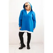 Kesi Womens plus size insulated hoodie with a V-neck cobalt blue