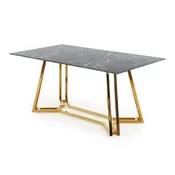 Stol Houston 1137 Crni mramor, Zlato, 75x90x160cm, Kaljeno staklo, Metalne