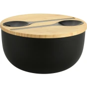 Salad bowl with cutlery, 24 cm, plastic/bamboo - Kesper