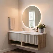 Skye Decor Set kupatilskog ormarica sa umivaonikom i ogledalom, 2 dela, Krem