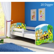 Djecji krevet ACMA s motivom, bocna bijela 160x80 cm 20-digger
