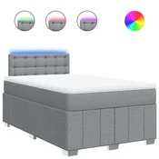 Vidaxl Box spring postelja z vzmetnico svetlo siva 120x200 cm blago
