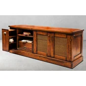 Casa Padrino Luxury Vintage Style TV Cabinet Brown/Brass 161 x 52 x H. 66 cm - Vintage Style Sideboard with 2 Doors and 2 Drawers - Vintage Style Furniture - Luxury Living Room Furniture