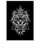 shumee Plakat BREZ okvirja darilo tiger totem živali črne barve P2608_40x50