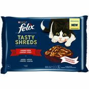 Felix Tasty Shreds izbor z govedino in piščancem v soku, 48 x 80 g