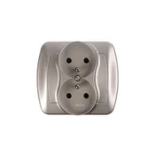 shumee Dvojna vtičnica Simon Akord z/brez 16A IP20 metaliziran aluminij AGZ2/26