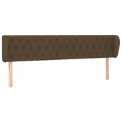 Vidaxl Vzglavje z ušesi temno rjavo 203x23x78/88 cm blago