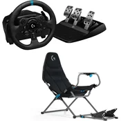 Logitech G923 dirkalni volan s pedali in sedež Playseat Challenge X črne barve za PS5 & PS4 & PC