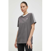 Pamucna majica adidas za žene, boja: siva, IS1564