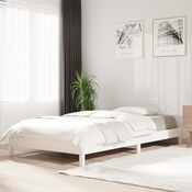 Greatstore Postelja bel 100x200 cm trdna borovina