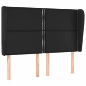 Vidaxl Vzglavje z ušesi črno 147x23x118/128 cm umetno usnje