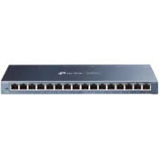 TP-Link TL-SG116P 16-Port Gigabit Desktop Switch with 16-Port PoE+, 802.3at/af, 120 W PoE Power, Desktop Steel Case, Extend Mode for 250m PoE Transmitting, Priority Mode for Port1-4, Isolation Mode, PoE Auto Recovery, Intelligent Power Management