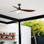FARO BARCELONA Stropni ventilator z lučjo Outwood, rjav, DC, tih, O 150 cm - Dnevna soba/jedilnica - Sodobni - črna, temno lesena - Plastika