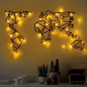 Wallity Zidna dekoracija World Map Led 010, 58 x 100 cm, Crna