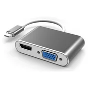 FAST ASIA Adapter konvertor TIP C na HDMI+VGA