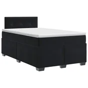 vidaXL Postelja boxspring z vzmetnico Črna 120 x 200 cm Žamet