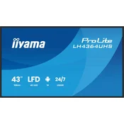 iiyama DS LH4364UHS-B1AG 43 Prezentacijski monitor, 4K VA LED, USB-C, iiSignage2 (CMS), iiControl (DMS), iiShare, 24/7