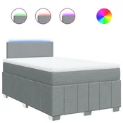 Vidaxl Box spring postelja z vzmetnico svetlo siva 120x200 cm blago