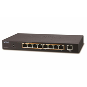 PLANET PoE stikalo 1Gbps, 9xTP, 8xPoE 802.3at 30W/120W, brez ventilatorja
