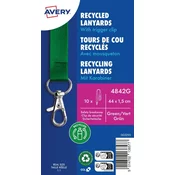 Avery Zweckform trakovi za identifikacijske kartice 4842G. Material 100 % rPET (reciklirana plastika), barva zelena, velikost 15 x 440 mm.