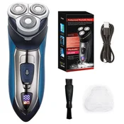 INF Električni brivnik - rotacijski z 3 glavami, mokro in suho, polnilna brezžična britvica s pametnim LED-zaslonom, 600 mAh, popolnoma pralna, tiho de, (5000287194)