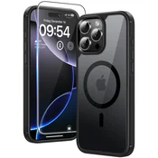 TAURI ovitek + 2x zaščitno steklo za iPhone 16 Pro Max – MagSafe, prozorno/črna