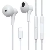 OEM Jaym, Žične USB-C slušalke z mikrofonom in 3-gumbnim daljinskim upravljalnikom, Bela, (5000228838)