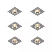 Komplet 6 vgradnih reflektorjev kvadratni aluminij nastavljiv - Chuck