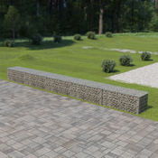 vidaXL Gabionska stena s pokrovi iz pocinkanega jekla 600x50x50 cm